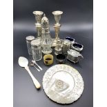 Various silver cruets and other silver and silver plate items