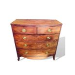 19th century flame mahogany bow-fronted chest of drawers