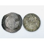 A Charles I (1625-1649) shilling together with a copy Edward III noble.