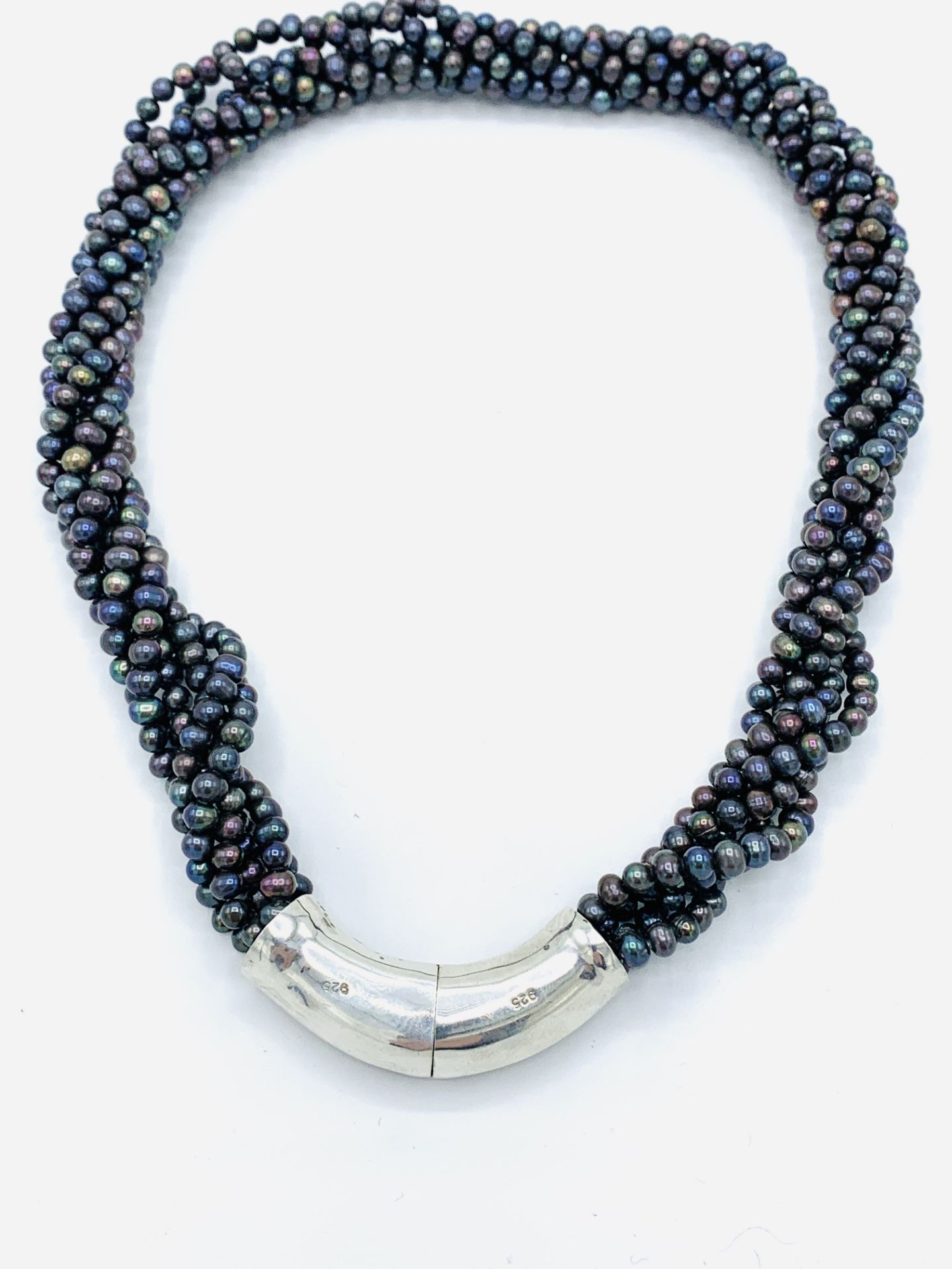 Six strand black Tahitian pearl necklace