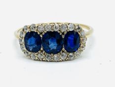 Gold, sapphire and diamond ring