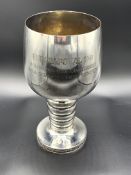 A tall sterling silver goblet