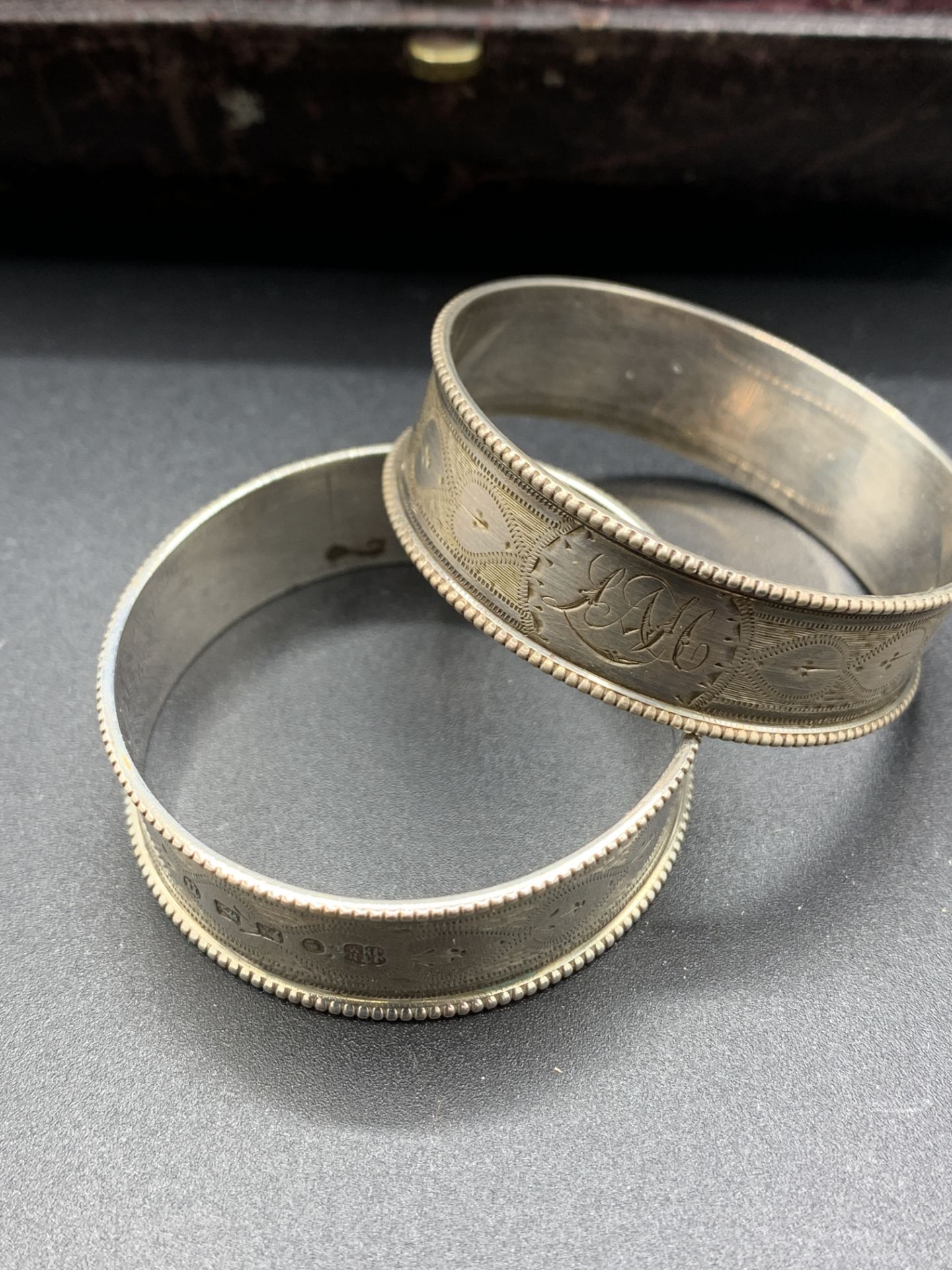 Six Victorian finely decorated napkin rings - Image 2 of 4