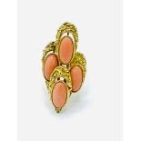 18ct gold 4 stone coral ring