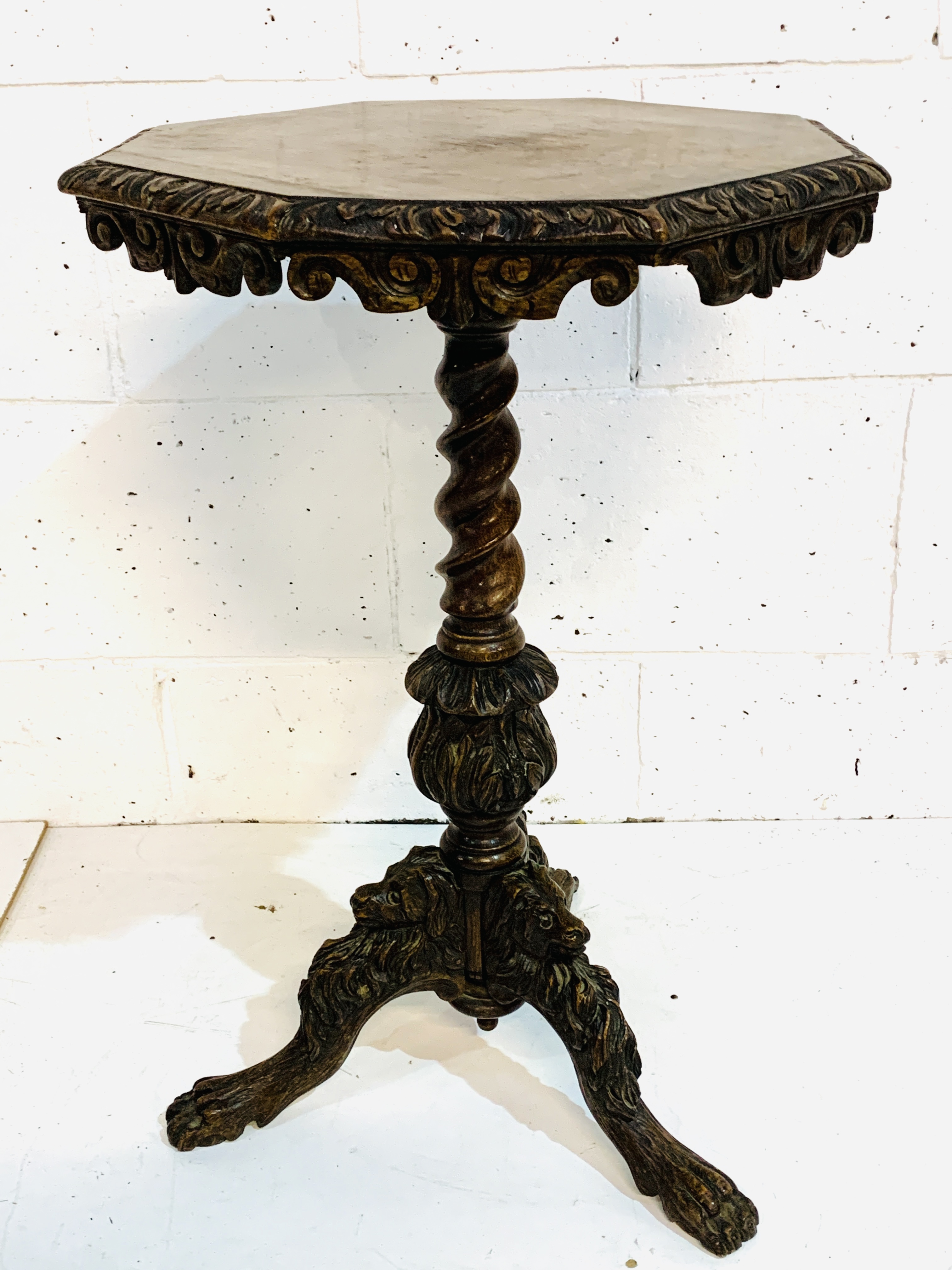 Victorian carved oak wine table - Image 6 of 8