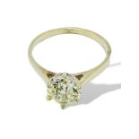 Gold diamond solitaire ring, 1.25ct