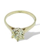 Gold diamond solitaire ring, 1.25ct