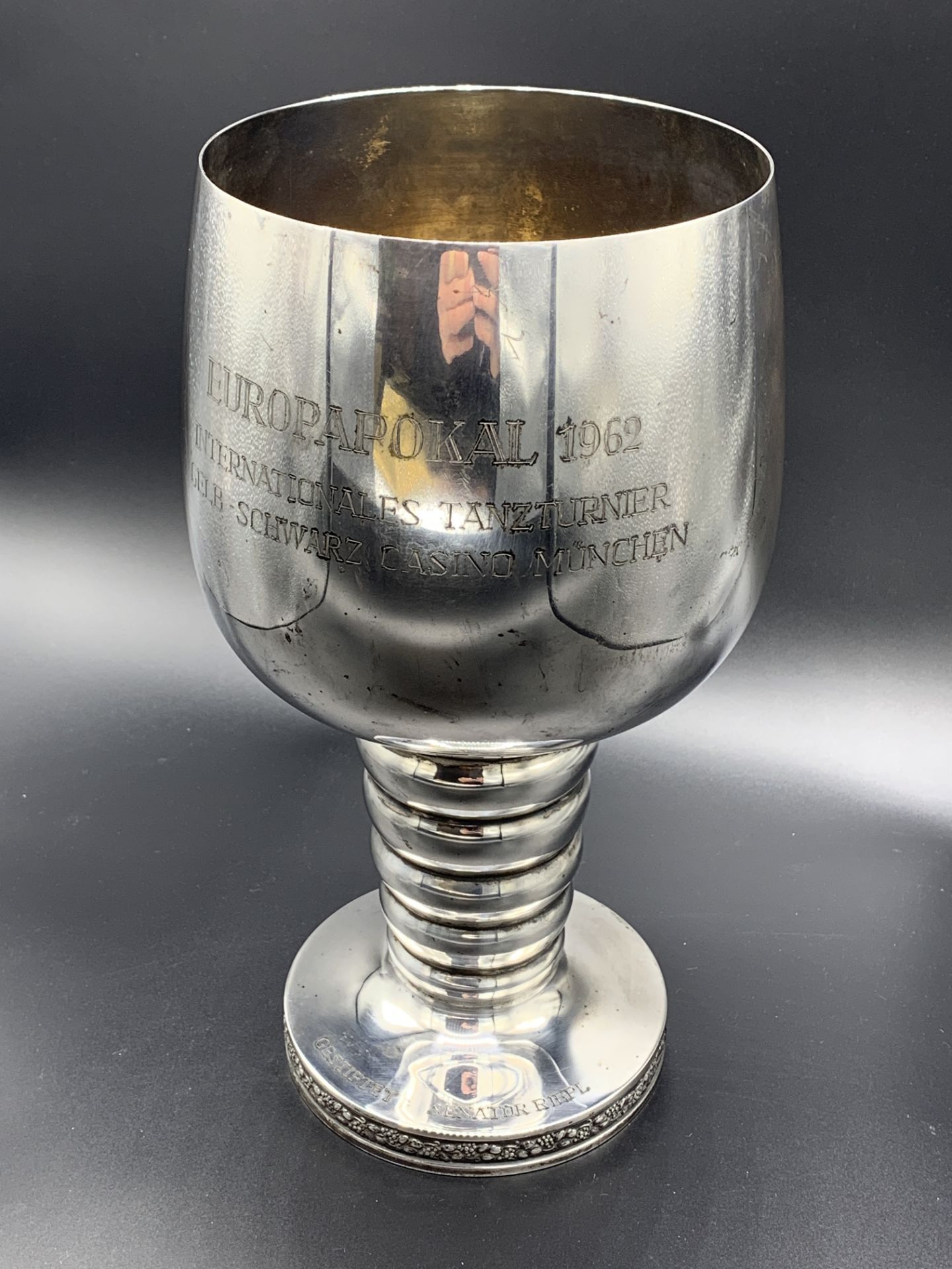 A tall sterling silver goblet - Image 3 of 4