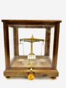 Avery Verification Balance Scales in wood framed glass case.