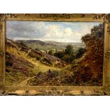 George William Mote (1832-1909), oil on canvas in gilt frame of a Border Collie gathering sheep