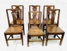 Set of six Georgian oak dining chairs