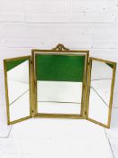 Gilt framed three fold dressing table mirror
