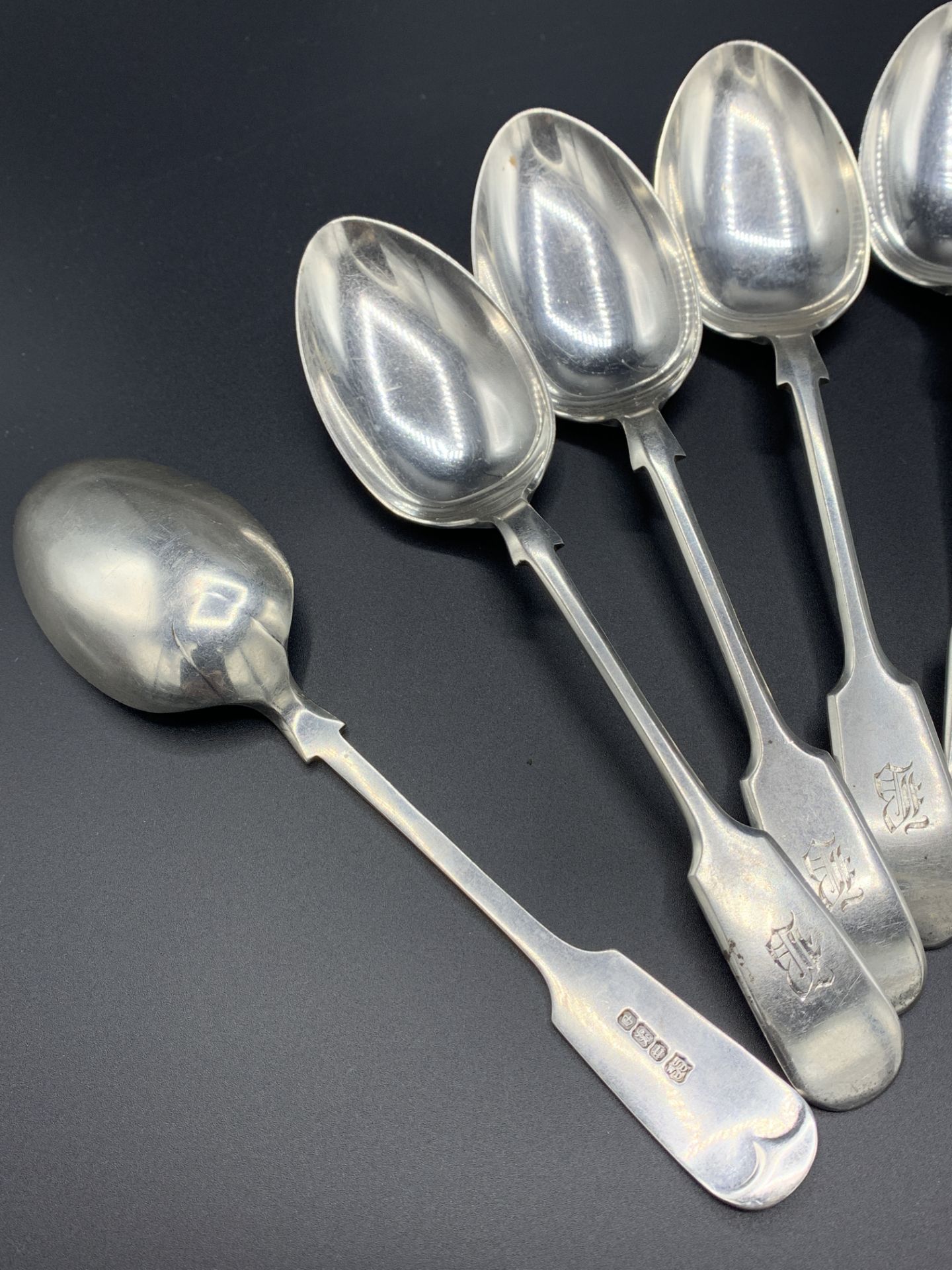 A set of 6 sterling silver dessert spoons, 1912, by James Deakin and Sons - Image 2 of 4