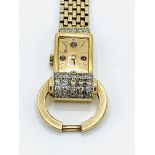 French diamond mounted cocktail watch with hallmarked 18ct gold case and strap