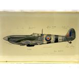 Two prints of Spitfires, signed