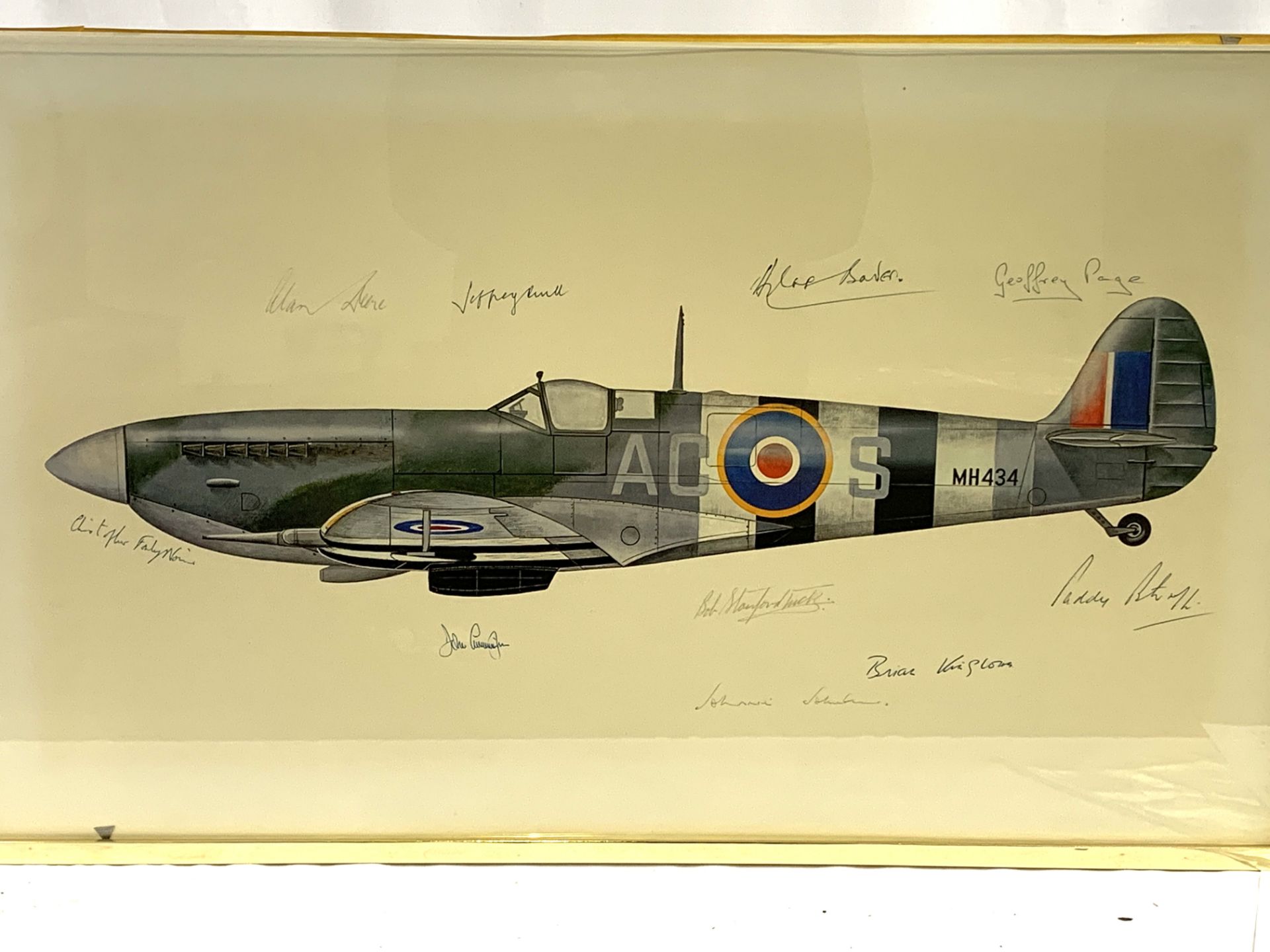 Two prints of Spitfires, signed