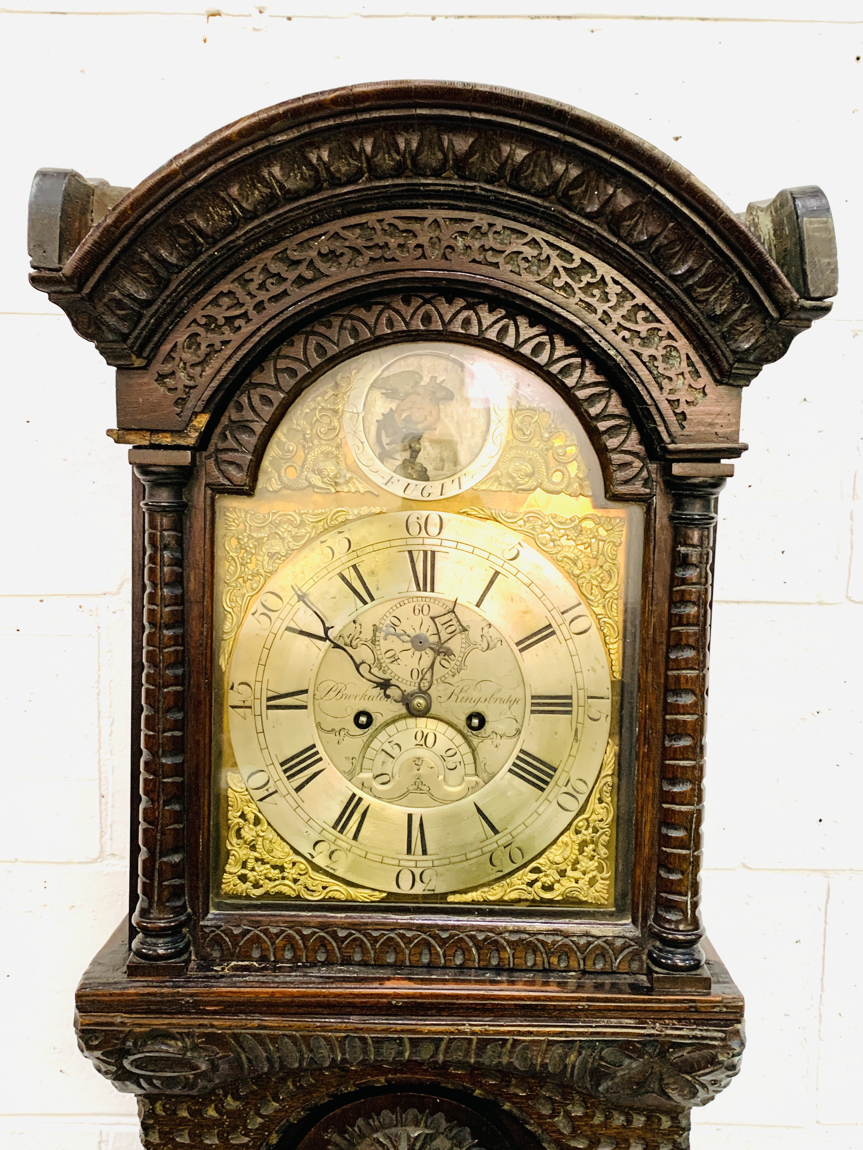 Heavily carved longcase clock - Image 7 of 20