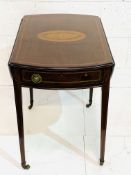 Inlaid mahogany drop side table