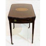 Inlaid mahogany drop side table