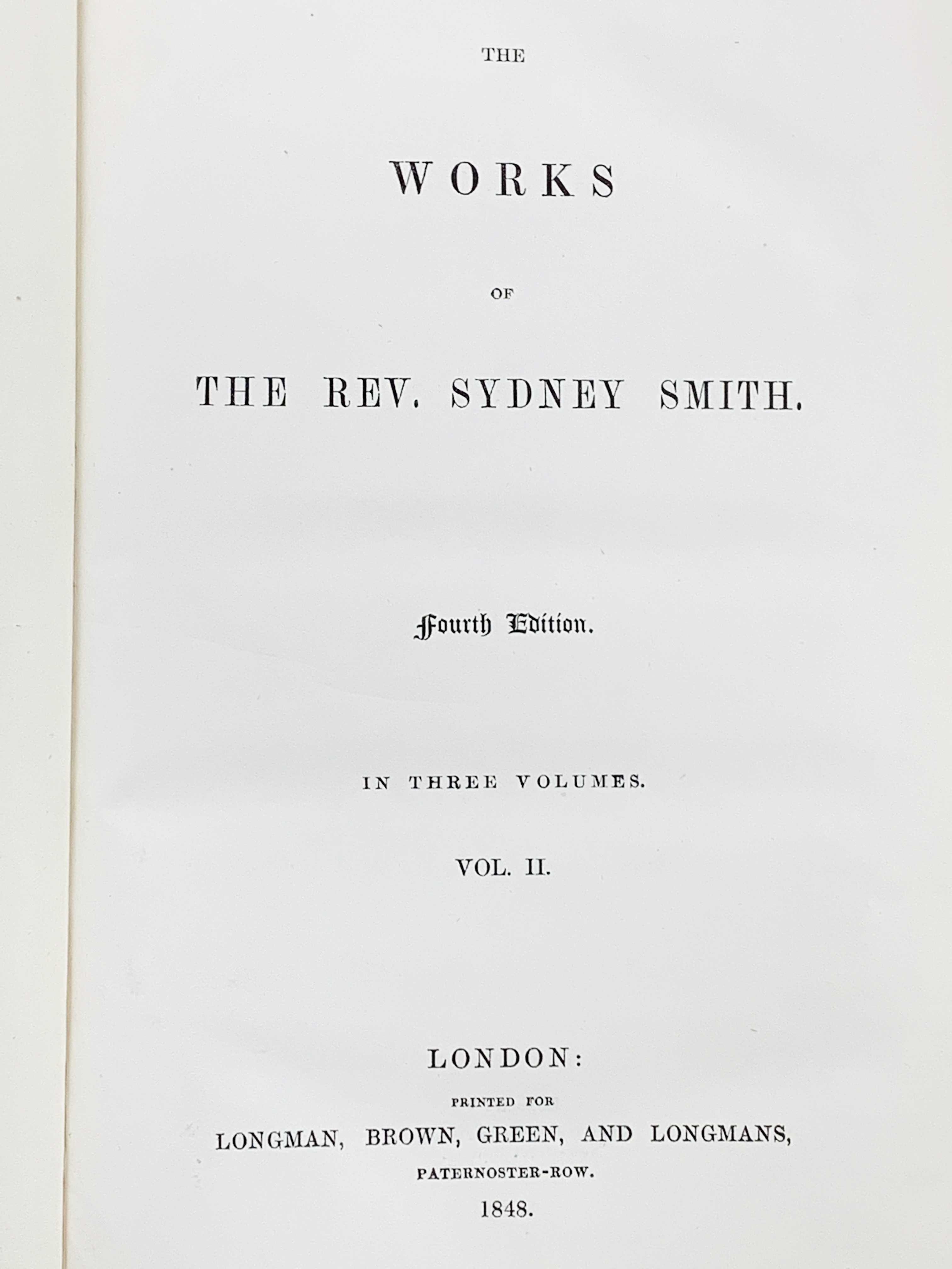 "The Works of the Rev. Sydney Smith", 1848 - Image 2 of 3
