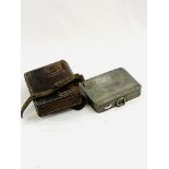 Small leather hunting sandwich case with tin