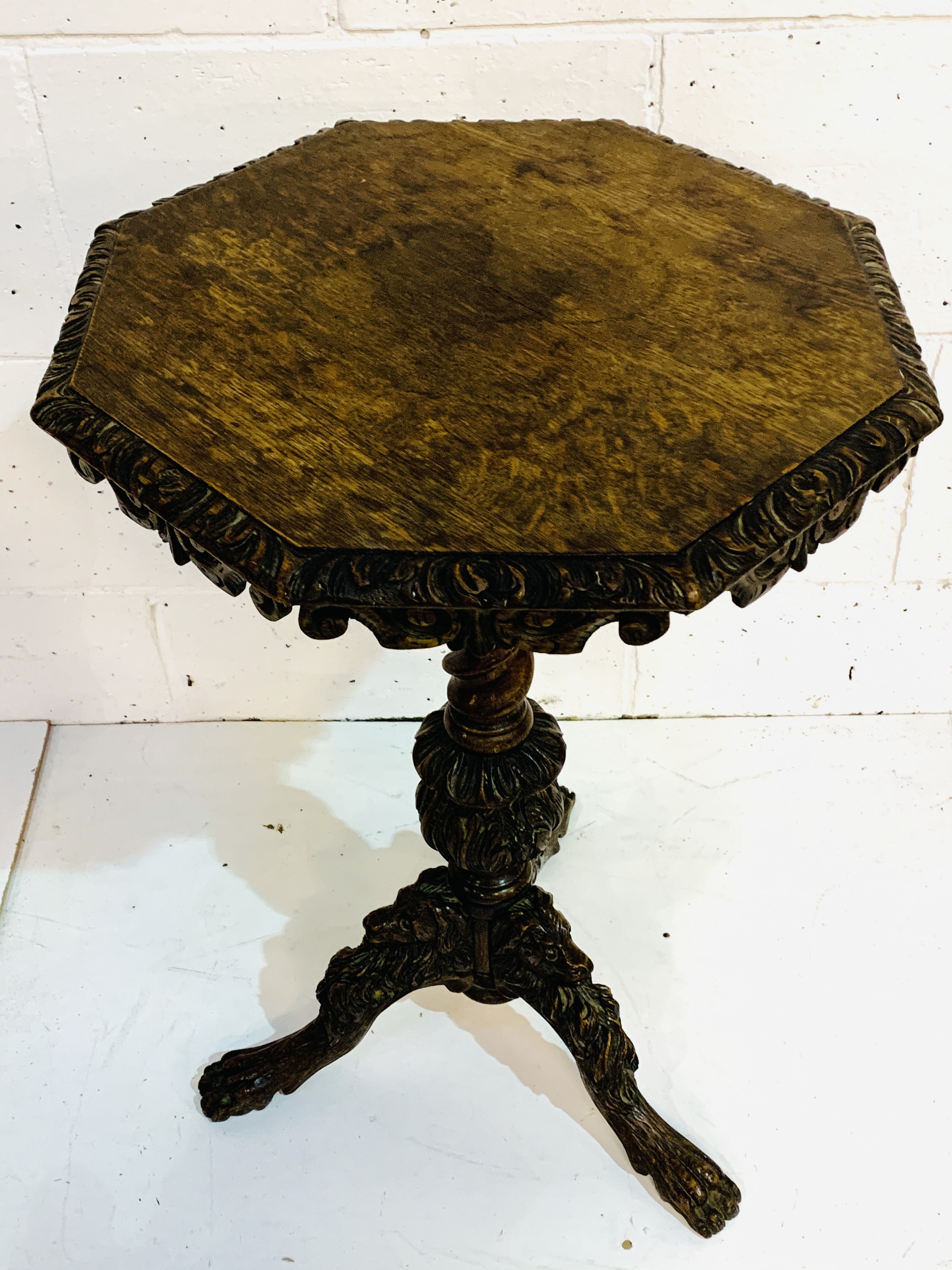 Victorian carved oak wine table - Image 7 of 8