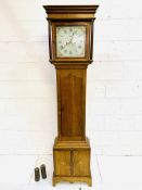 Oak longcase clock.