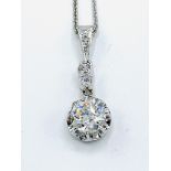 White gold and diamond pendant and chain