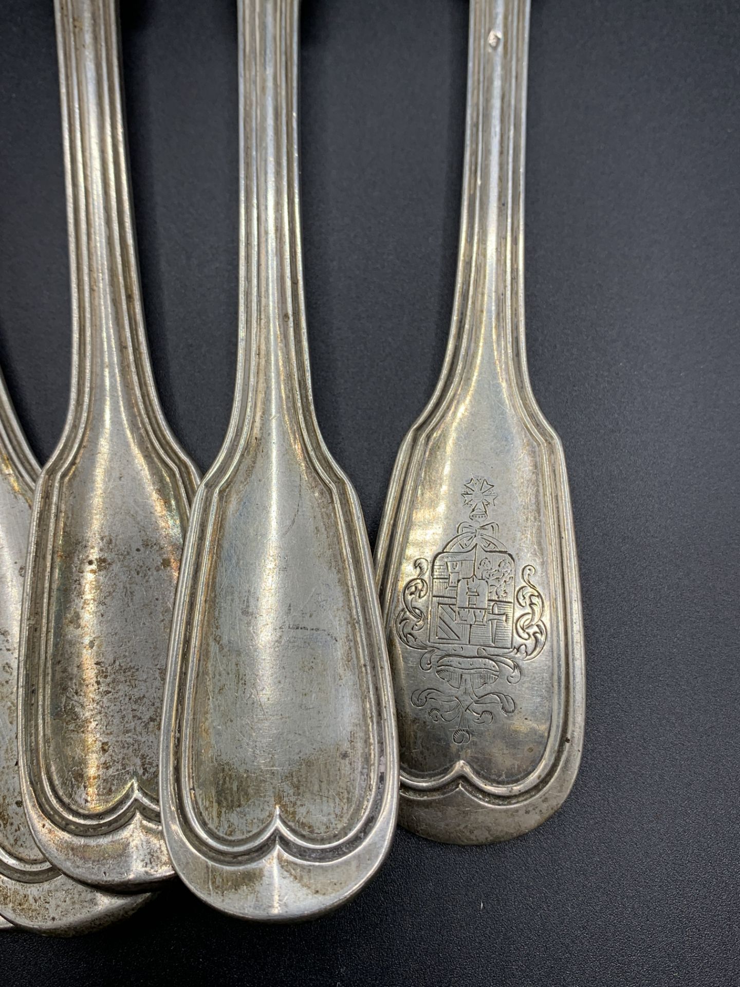 Five large French 800 silver forks - Image 3 of 4