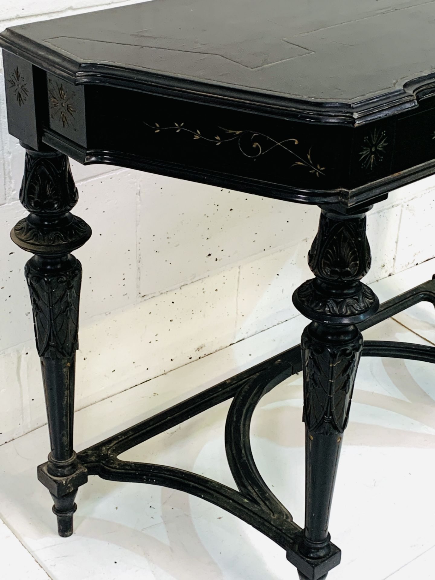 Ebonised writing table - Image 3 of 5