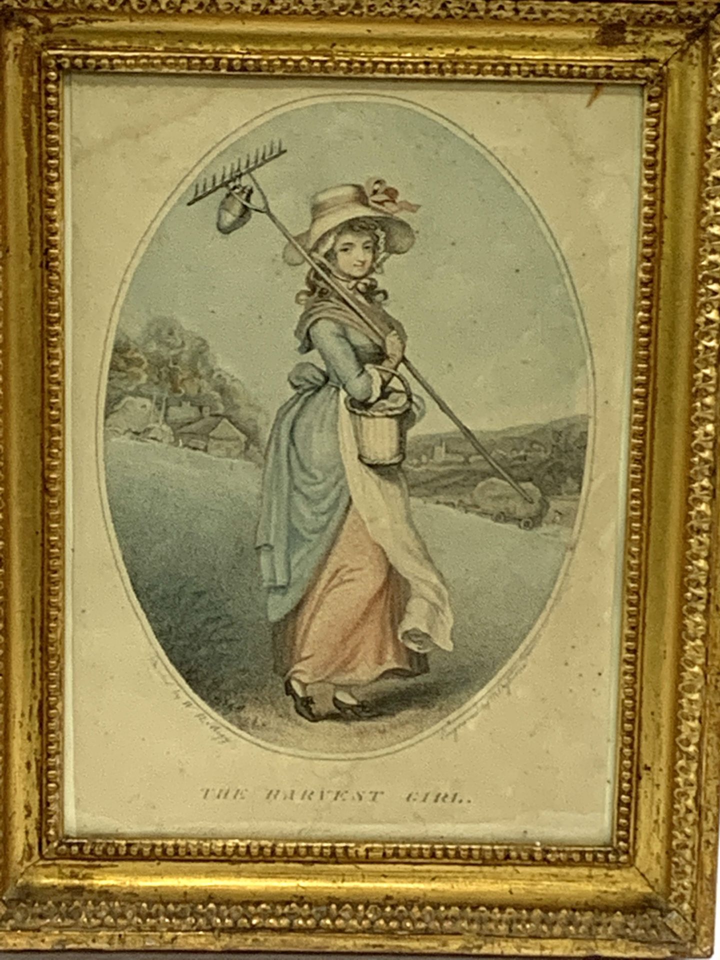 Two pairs of gilt framed and glazed prints of women in 18th Century dress - Image 2 of 4