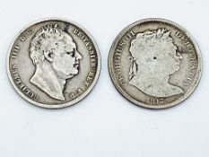 George III silver half crown 1817 together with an 1834 William IV silver half crown.