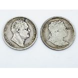 George III silver half crown 1817 together with an 1834 William IV silver half crown.