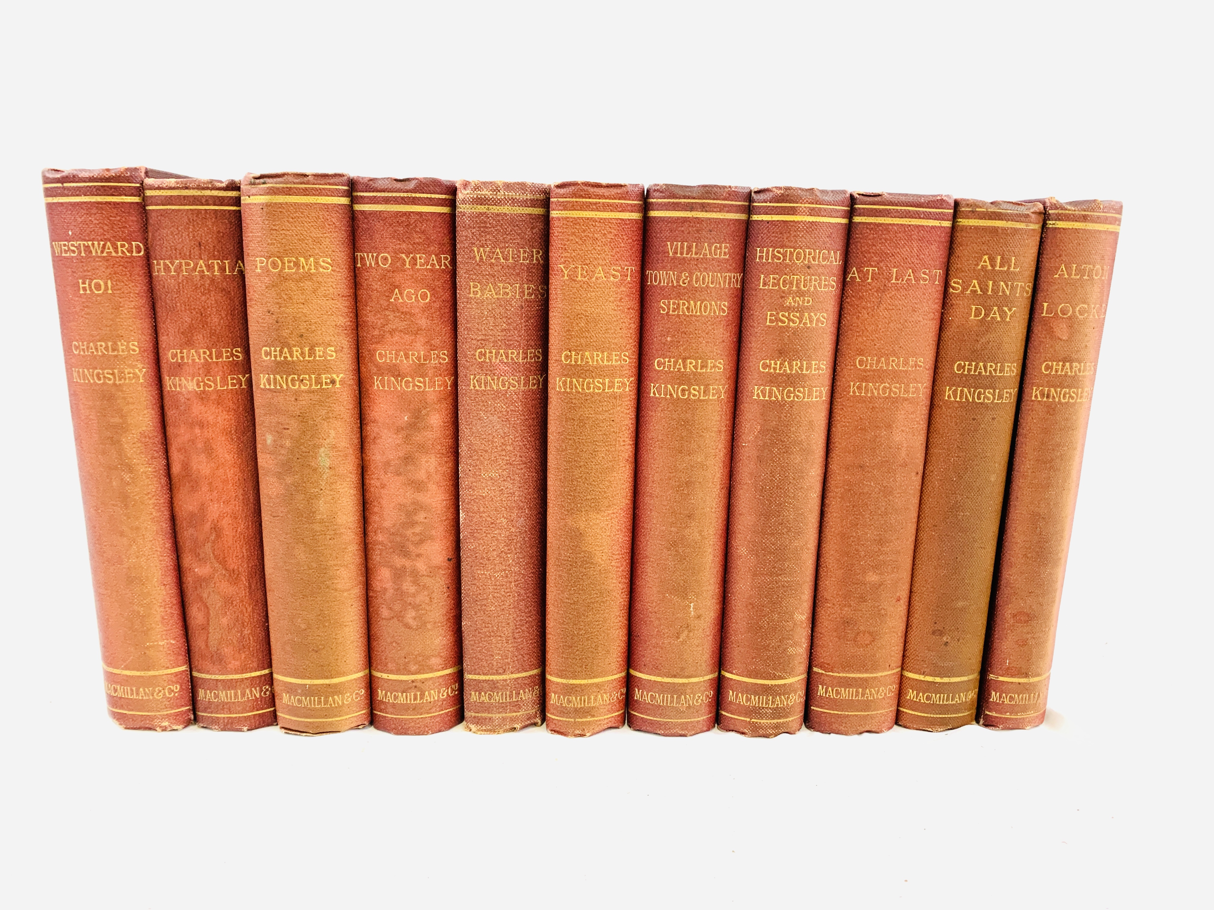 Collection of eleven volumes of the author's novels, 1889 - 1895, Charles Kingsley.