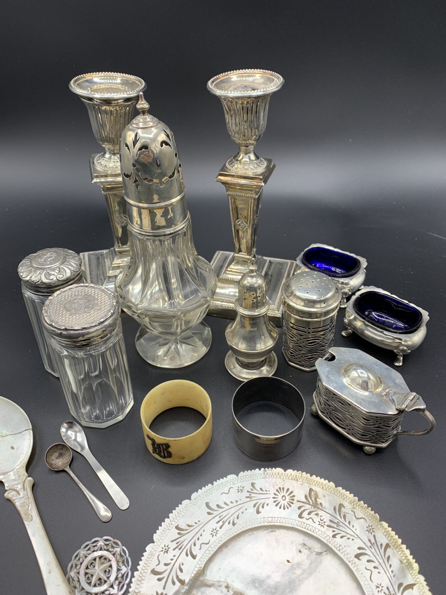 Various silver cruets and other silver and silver plate items - Image 8 of 8