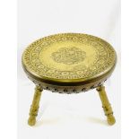 Brass tripod circular footstool/side table