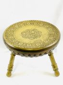 Brass tripod circular footstool/side table