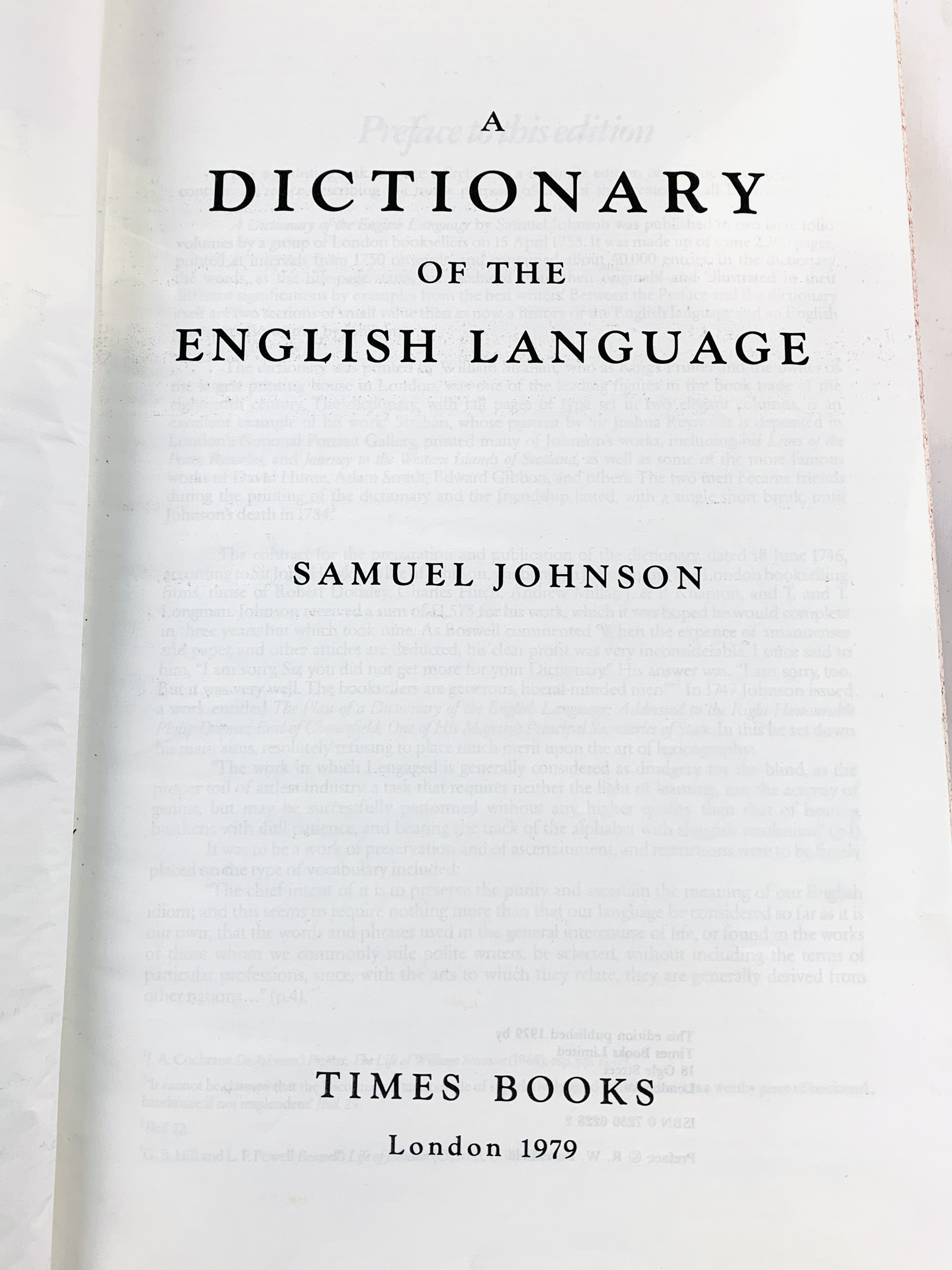Dictionary of the English Language by Samuel Johnson by Times Books 1979 - Image 2 of 4