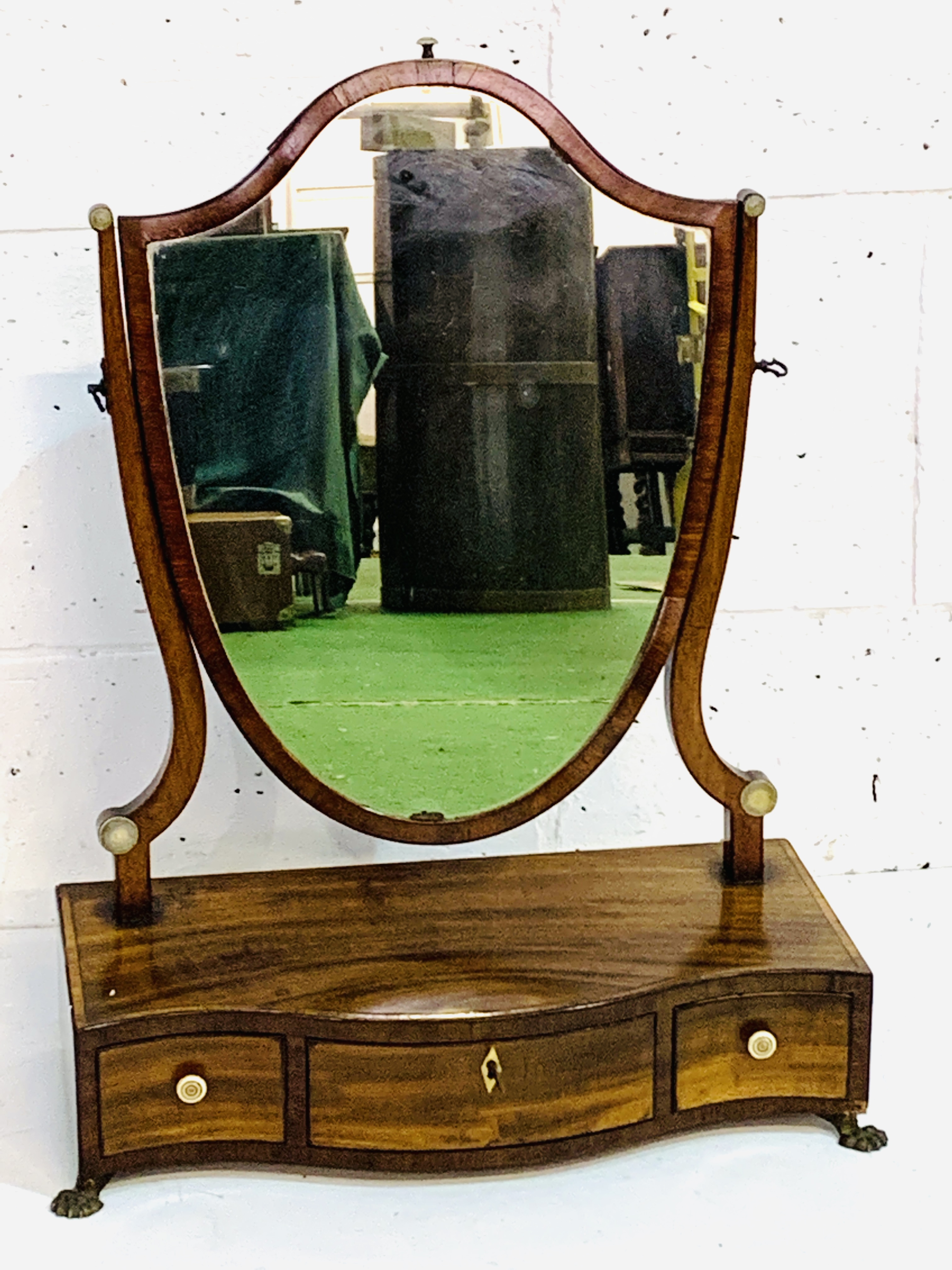 Mahogany shield shape toilet mirror - Image 2 of 3