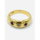 18ct gold, ruby and diamond set 'gypsy' ring