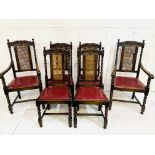 Set of six oak framed cane backed dining chairs