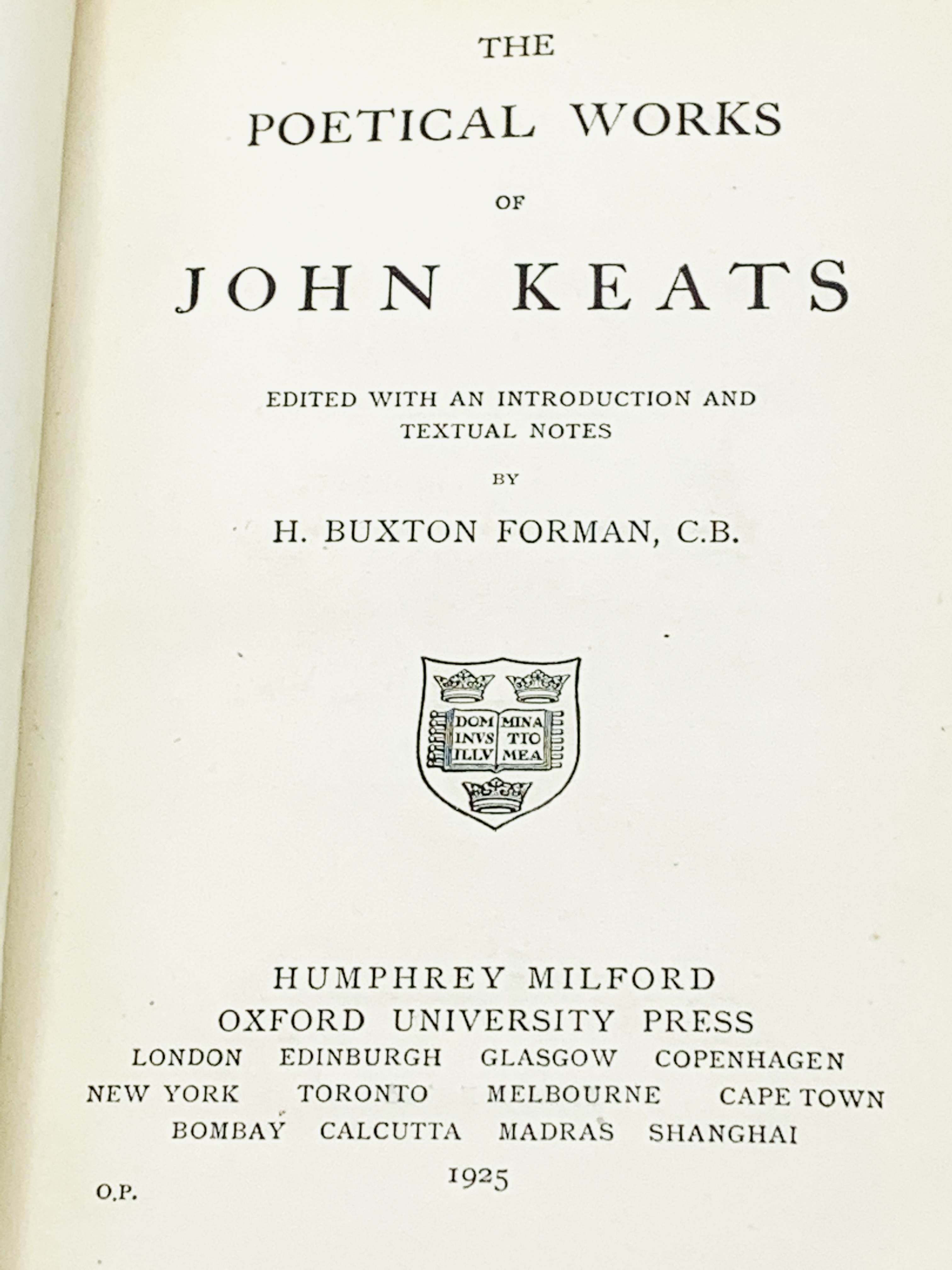 Poetical Works of John Keats in full calf leather, religious triptych, and circular silver frame - Image 4 of 4