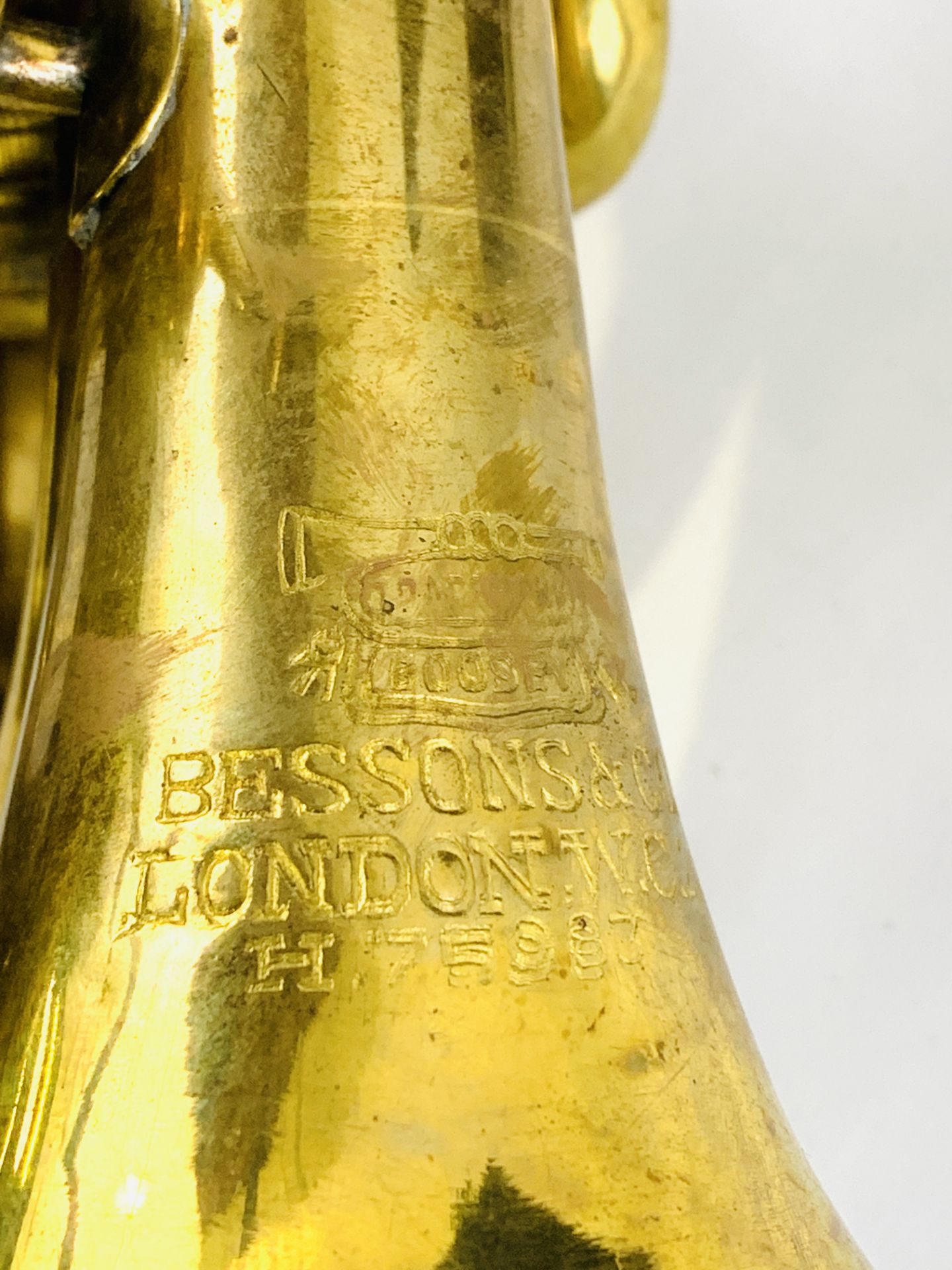 Brass pocket cornet in original case - Image 2 of 3