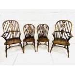 A group of 4 oak and elm chairs