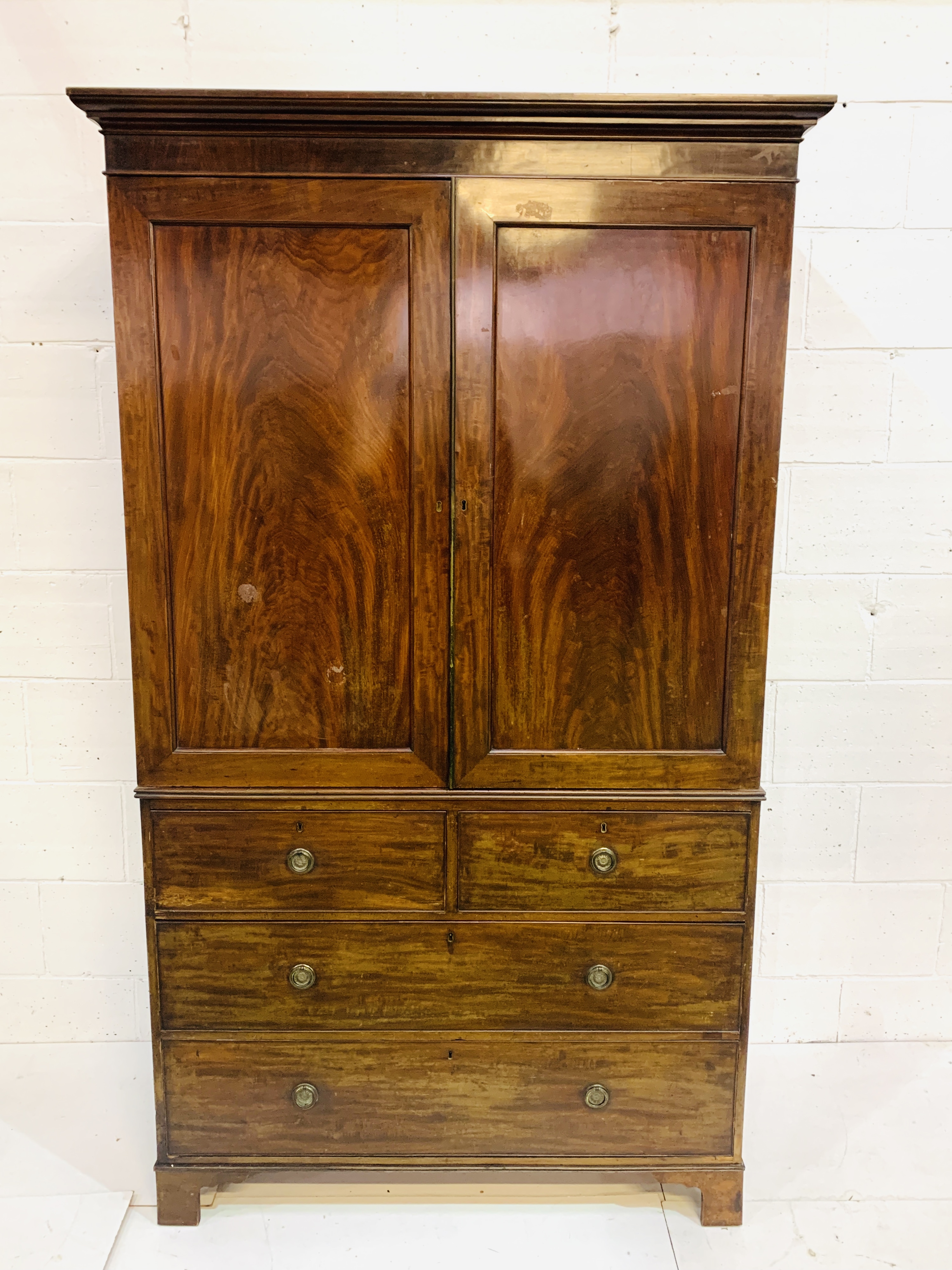 19th Century mahogany linen press