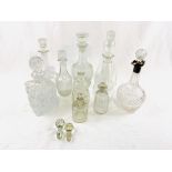 Collection of decanters and 2 scent bottles
