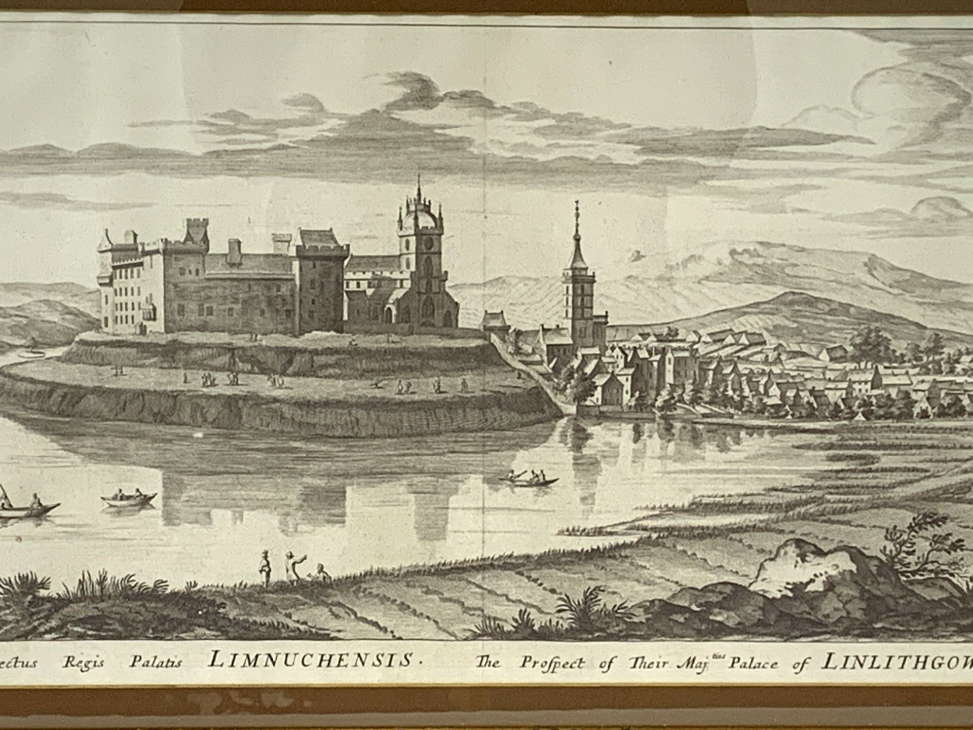 Pair of gilt framed and glazed engravings of the Palace of Linlithgow - Image 4 of 4