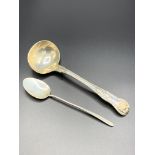 Irish silver ladle, Dublin 1842, together with a silver spoon by Walker & Hall