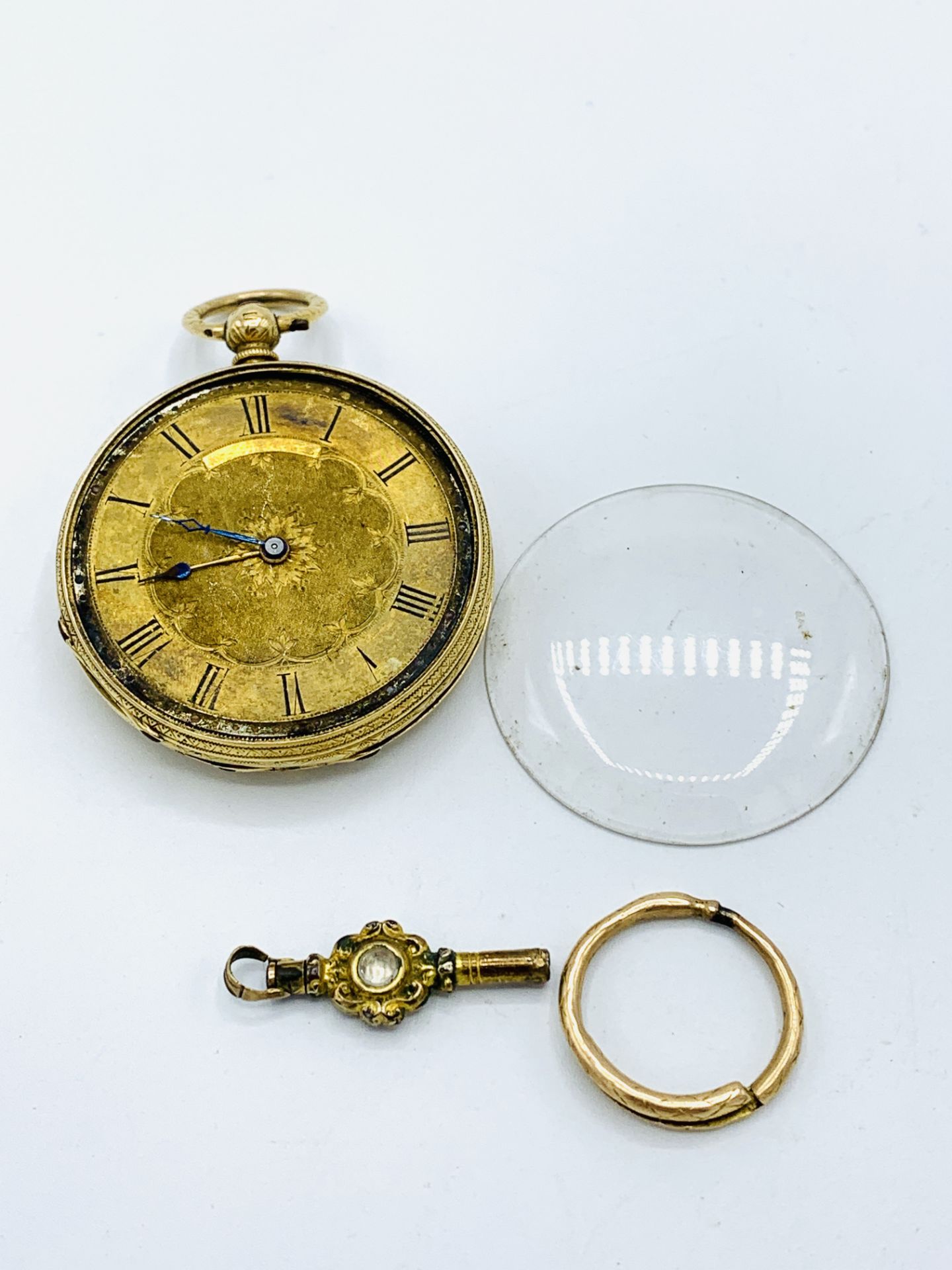 14k gold case pocket watch; an 18k gold case pocket watch, marked J. Summer, and a wrist watch - Image 6 of 7