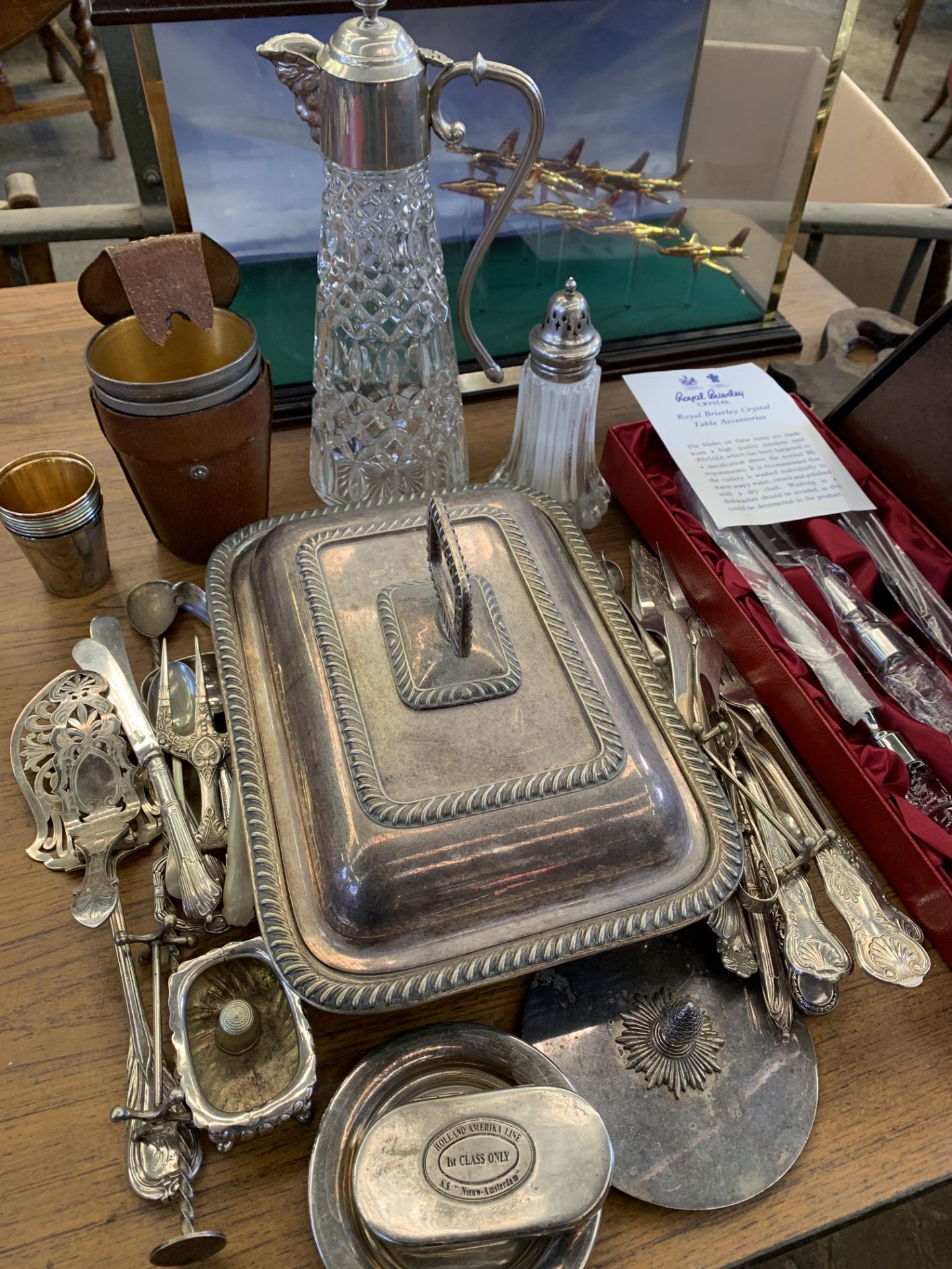 Quantity of silver plate, mainly cutlery, and other items.